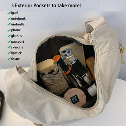 🏆5k sold this week!🔥Designer Direct Sales👜Women's Fashion Plain Color Nylon Crossbody Hobo Bag