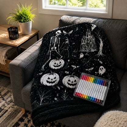🔥Last Day 49% OFF - 🎃👻Trick Or Trace Halloween Coloring Blanket🎨(📦Buy 2 Free Shipping)