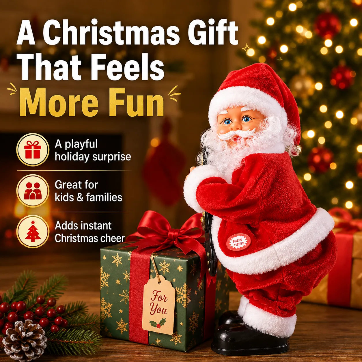 ⏳ Last Day 49% OFF – 🎅 Dancing Santa Claus Musical Christmas Toy Collection | Animated Dancing Motion, Festive Music & 3 Fun Santa Designs for Holiday Displays 🎶✨