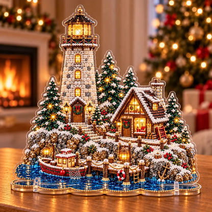 🎄 LAST DAY 49% OFF – Premium 2D Pearl Christmas Lighthouse Diamond Painting Art Kit | Luxury Flocked Canvas with Scratch-Resistant Non-Fading Pearl Beads DIY Holiday Decor 🎅⛄️❄️