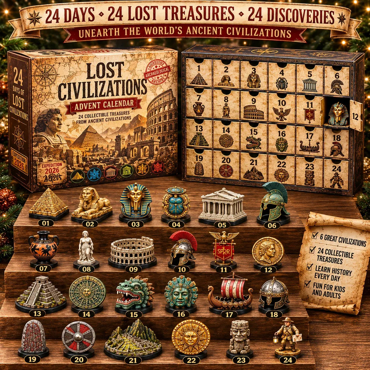 🔥😍2026 Lost Civilizations Archaeological Discovery Advent Calendar | 24 Ancient Treasures from 6 Great Civilizations