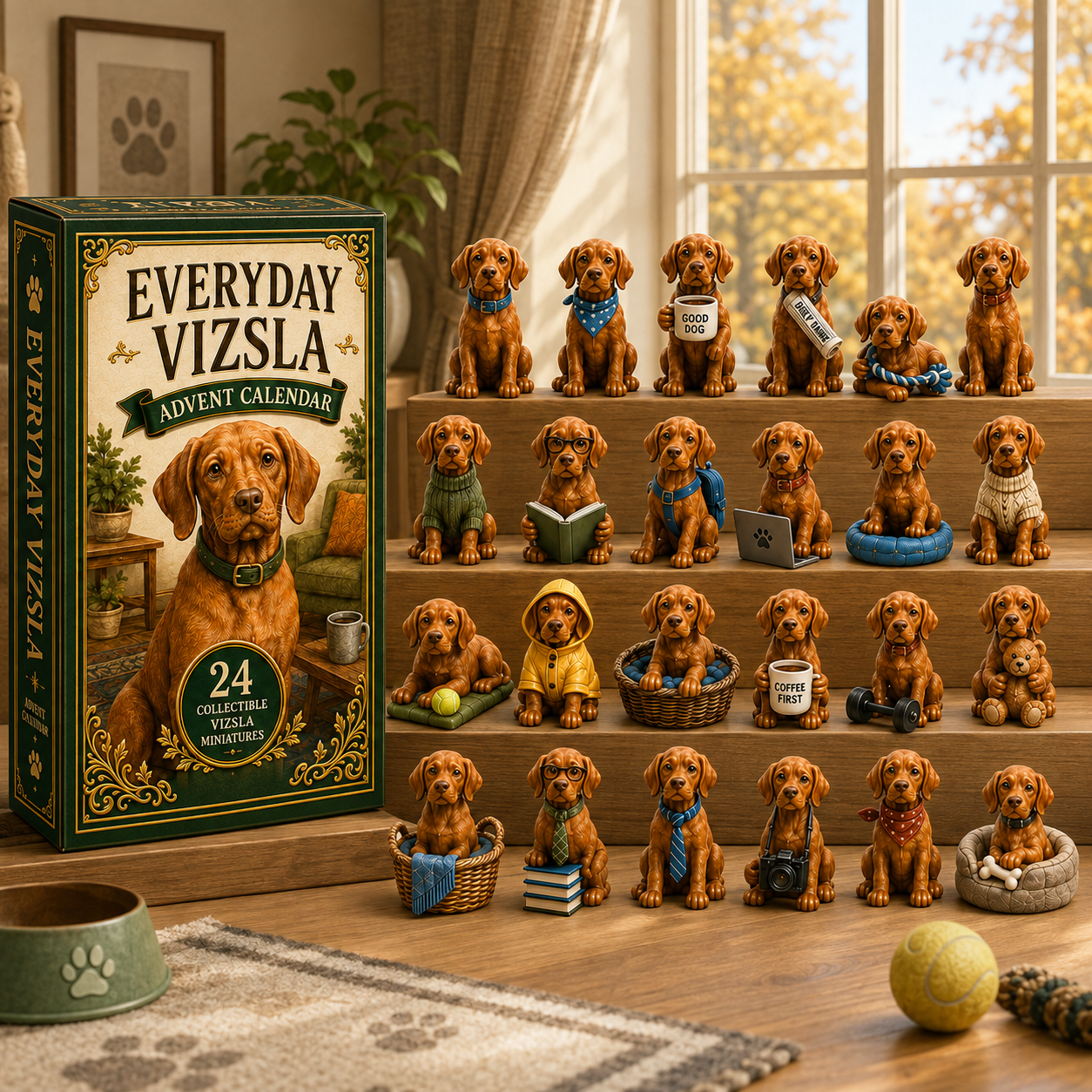 Everyday Vizsla Advent Calendar 2026 with 24 miniature Vizslas