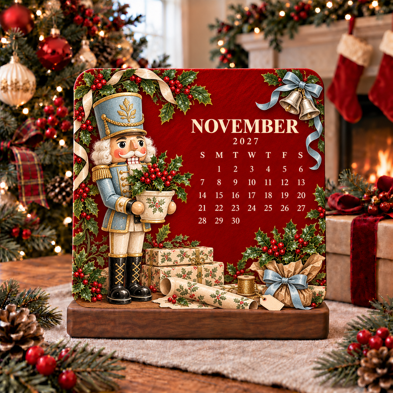 November 2027 nutcracker holly garden calendar