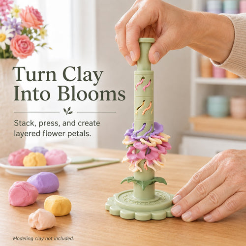 Modular Clay Bloom Maker with 9 Shaping Sleeves – DIY Flower Forming Tool