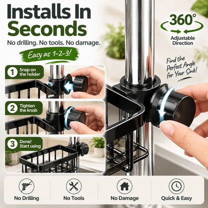 🔥HOT SALE🔥✨ Faucet Sink Organizer Rack – Keep Your Kitchen Sink Clean & Clutter-Free