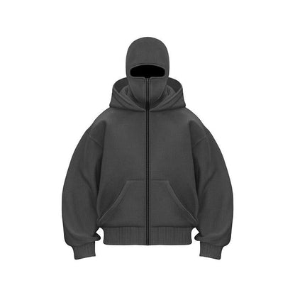❄️Men’s Balaclava Zip Hoodie for Winter Sports Streetwear and Cold Weather Training