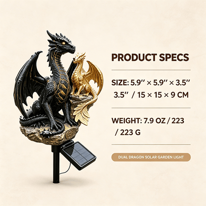 🐉 Solar-Powered Twin Dragon Garden Sculpture Light-Fantasy Outdoor Decor • Twin Ember Glow Edition