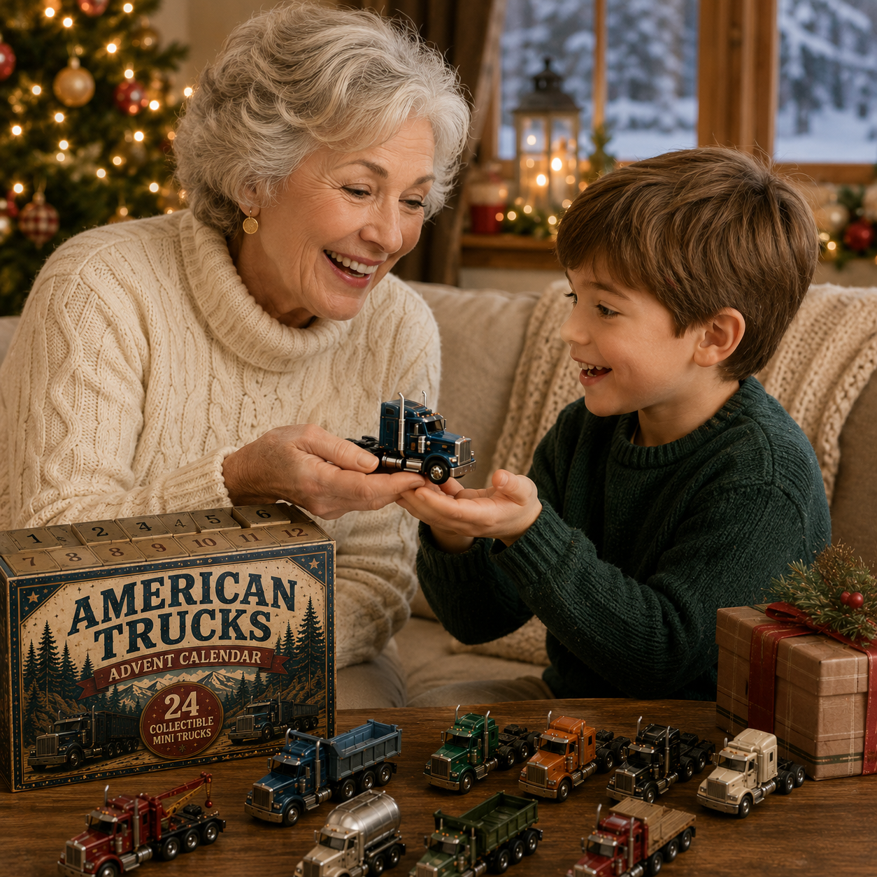 🚚American Trucks Advent Calendar 2026 – 24 Days of Collectible Mini Truck Surprises, Acrylic Charms Blind Box