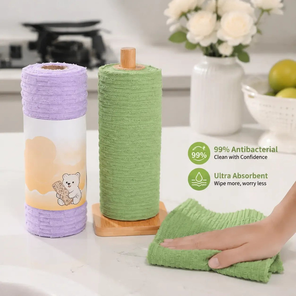 🔥LAST DAY 59% OFF✨Tearable Reusable Plush Cleaning Cloth Roll, Washable Absorbent Household Cleaning Towels 🧻