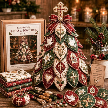 ⏳ Last Day 49% OFF – ✝️ Beginner-Friendly Tree of Faith 3D Quilted Christmas Tree Sewing Kit | Complete Kit with Coordinated Fabrics, Beads & Step-by-Step Guide Included 💕