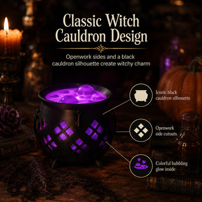 ⏳ Last Day 49% OFF – 🧙‍♀️ Glowing Witch’s Brew Cauldron Halloween Decor | Translucent Bubbling Potion Top with Flameless LED Tea Light Glow Effect ✨