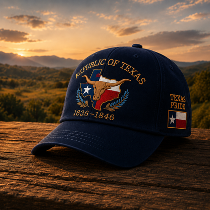 Republic of Texas Commemorative Embroidered Hat 🤠– Show Your Texas Pride