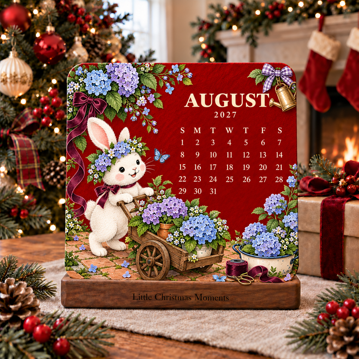 August 2027 bunny hydrangea garden calendar