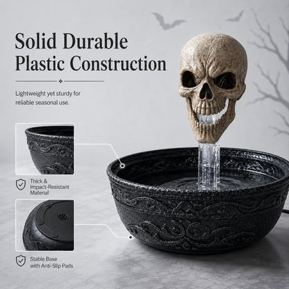💀14" Bleeding Skull Fountain | Flowing Blood + Red LED Glowing Eyes 🏚️ Haunted House Halloween Party Decor Prop