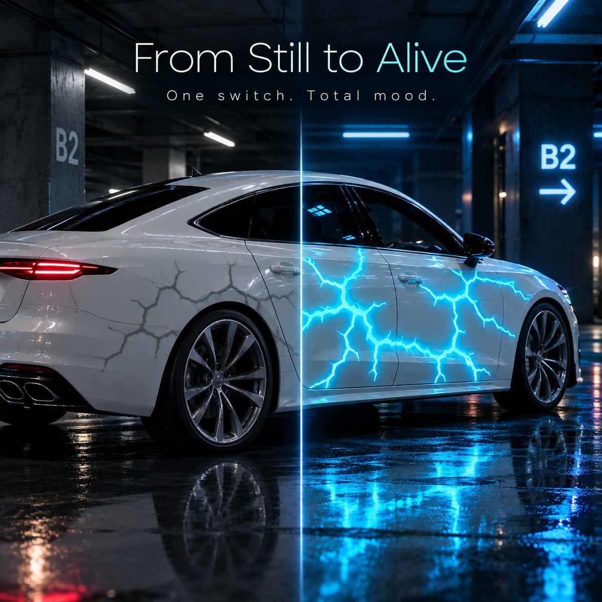Liquid Laser Glow Car Wrap, Streaming Thunder Light Luminous Vinyl Film for Custom Car Styling & Night Car Show