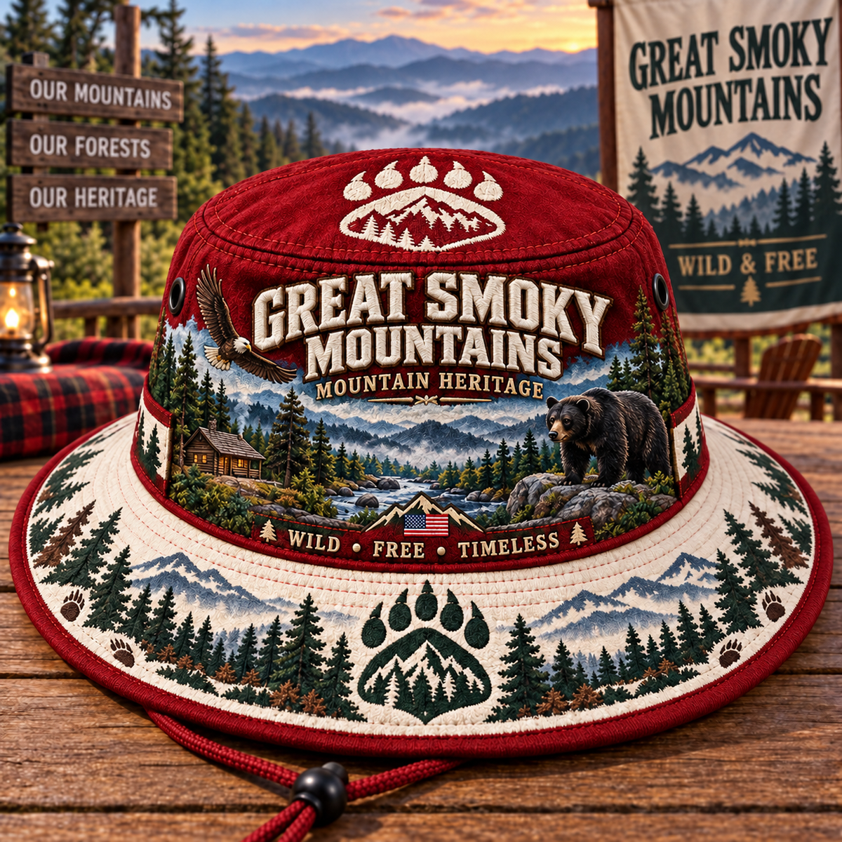 🐻🌲 Great Smoky Mountains Heritage Boonie Hat — Wild, Free & Timeless