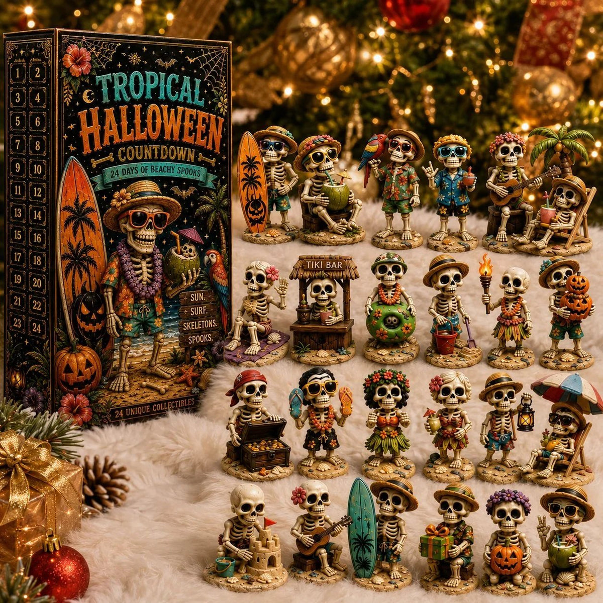 ✨24-Day Christmas Countdown Advent Calendar –Beach Vacation Skeleton Ornament