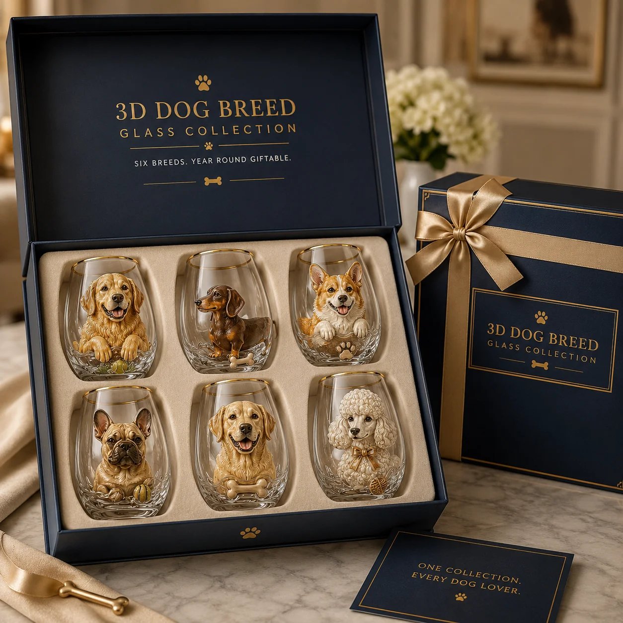 🐶 3D Dog Breed Glass Collection