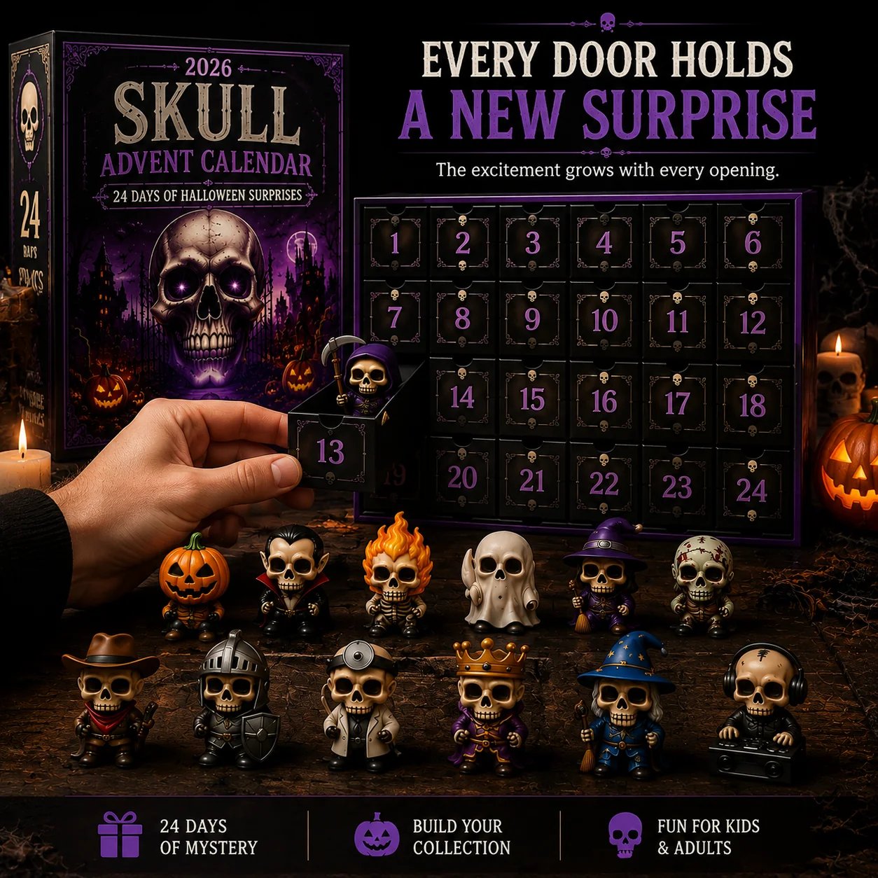 2026 Skull Halloween Advent Calendar – 24 Collectible Characters