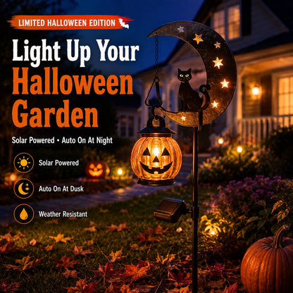 🔥49% OFF TODAY 👻 Solar Halloween Garden Stake Light with Black Cat & Pumpkin