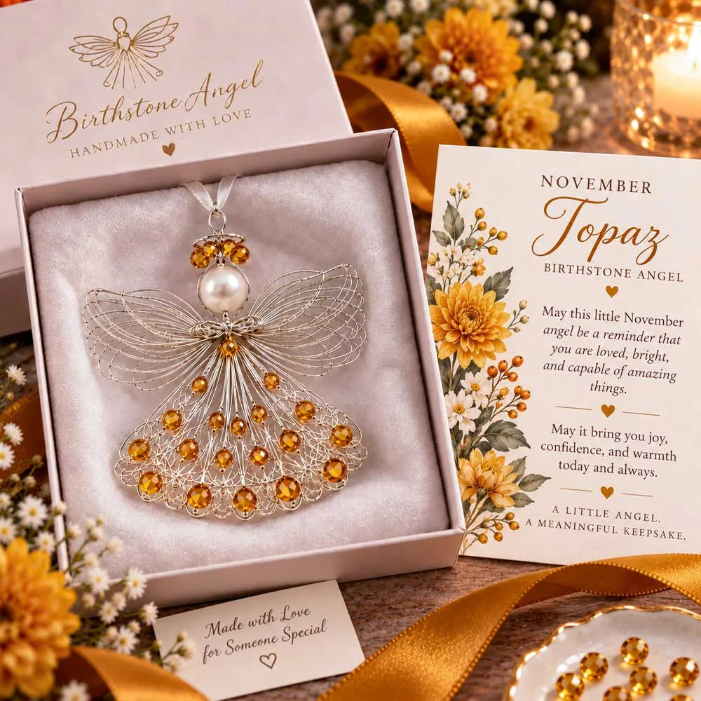 ⏳ Last Day 49% OFF – 👼Handmade Birthstone Angel Wire Ornament |12 Meaningful Birthstone Colors with Keepsake Card ✨