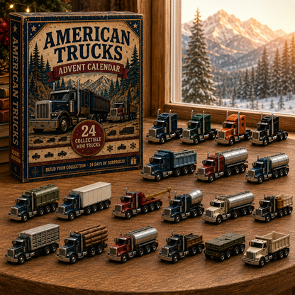 🚚American Trucks Advent Calendar 2026 – 24 Days of Collectible Mini Truck Surprises, Acrylic Charms Blind Box