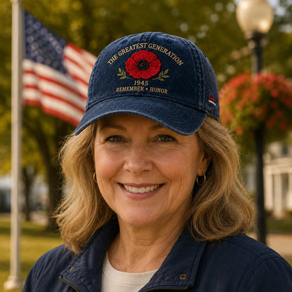 The Greatest Generation 1945 Memorial Poppy Cap – Remember & Honor