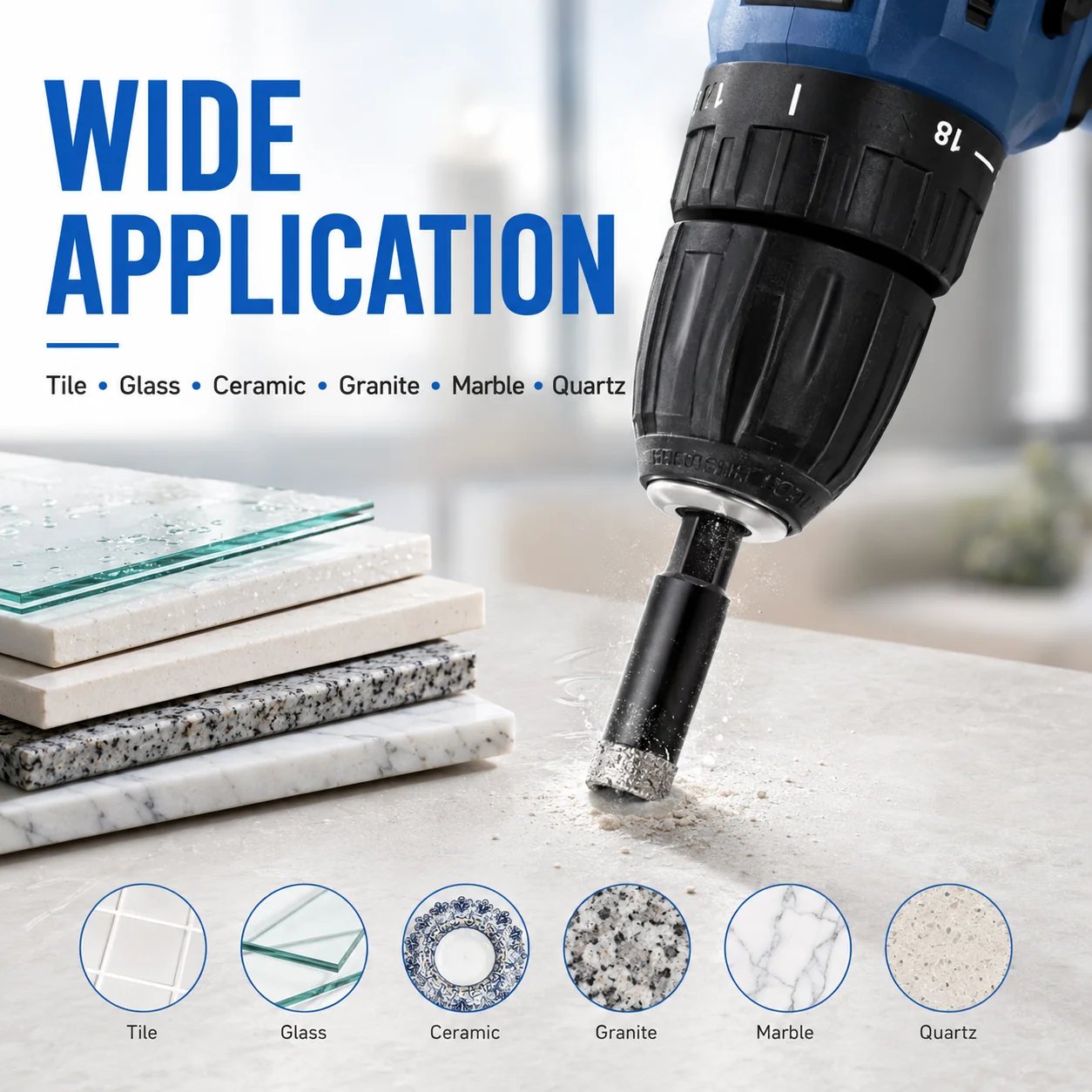 🔥⚡️6 Pcs Diamond Drill Bits Set, 1/4 5/6 3/8 1/2 Inch Brazed Diamond Drill Bits for Precision Drilling in Tile Ceramic Glass Granite Marble Masonry