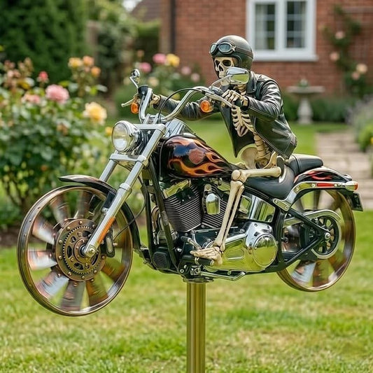 💀 Skull Motorcycle Windmill Spinner