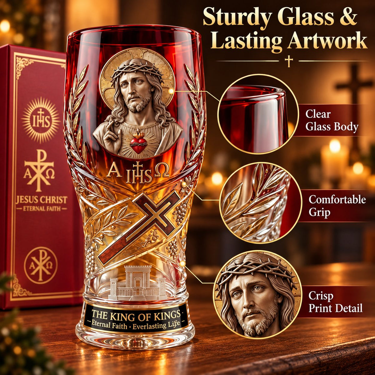 ✝️ Jesus Christ “King of Kings” Pint Glass – 16 oz
