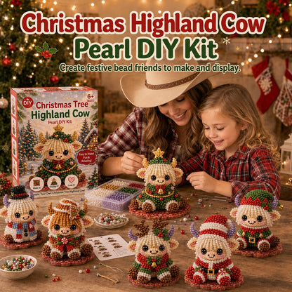 ⏳ Last Day 49% OFF – 🎄Beginner-Friendly Christmas Highland Cow 3D Pearl Bead DIY Kit | Complete Kit with All Tools & Step-by-Step Guide Included 💕