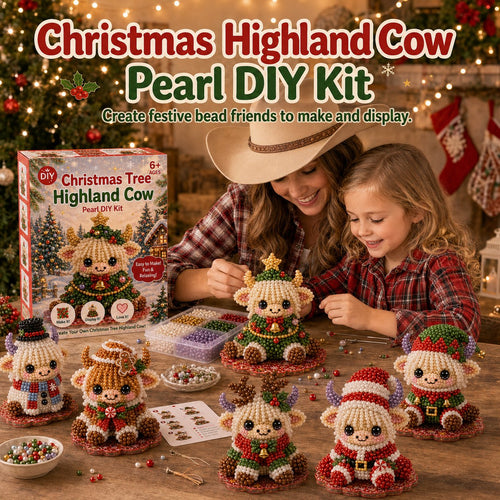⏳ Last Day 49% OFF – 🎄Beginner-Friendly Christmas Highland Cow 3D Pearl Bead DIY Kit | Complete Kit with All Tools & Step-by-Step Guide Included 💕