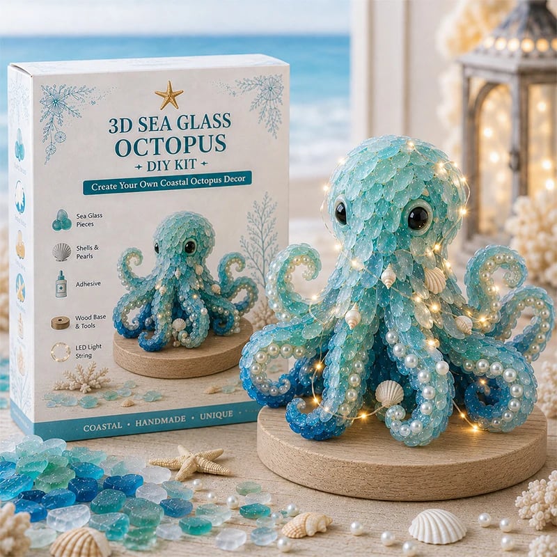 ⏳ Last Day 49% OFF – 🌊 Beginner-Friendly DIY 3D Lighted Sea Glass-Style Art Kit Collection | Complete Kit with Sea Glass-Style Pieces, LED Lights & Step-by-Step Guide Included 💕