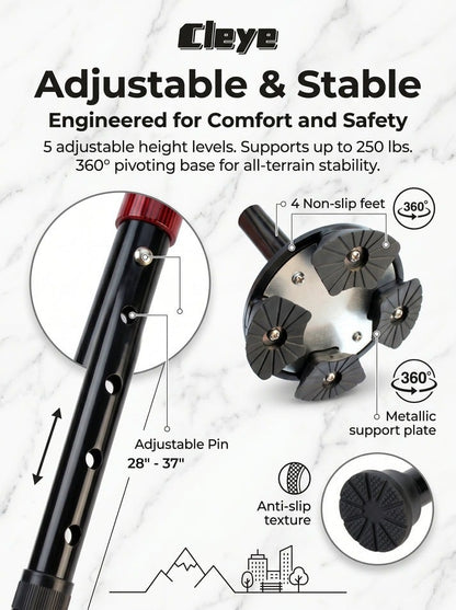 🔥 Must-Have Senior Smart Cane – Foldable Aluminum with LED Light & Quad Anti-Slip Feet