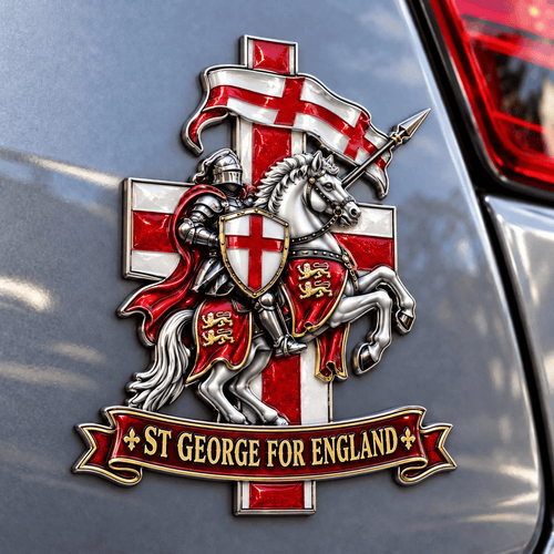 🛡️ “St George for England” Protection & Blessing Commemorative Metal Car Emblem