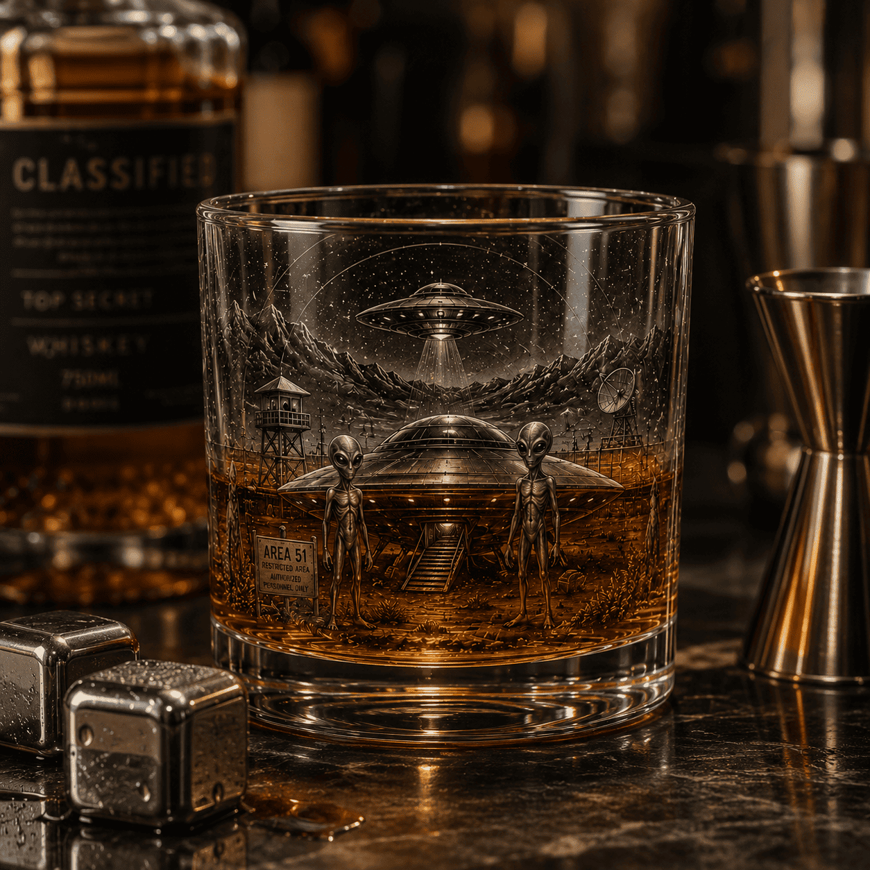 🛸 UFO Encounter Whiskey Glass — A Drink Beyond This World