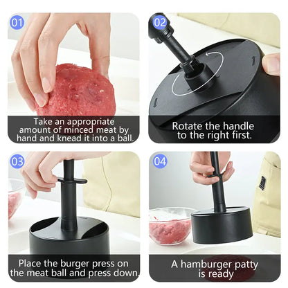 Hamburger Patty Maker with Press Handle, Burger Mold for Even Cooking