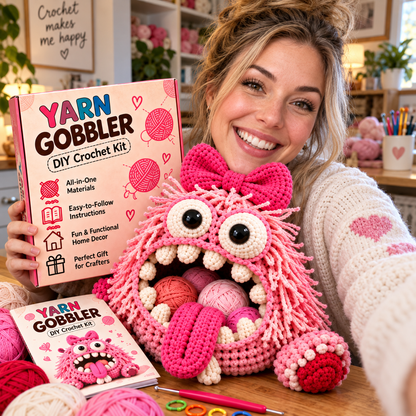 🧶👾 Yarn Gobbler™ – DIY Crochet Monster Yarn Holder Kit Collection