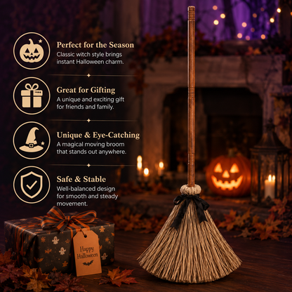 🧹 Animated Witch Broom Halloween Decor