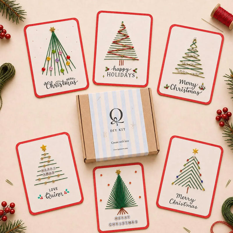 Christmas String Art Greeting Card DIY Kit – 6-Piece Stitching Set
