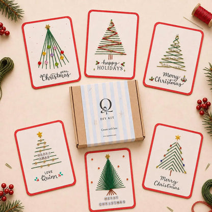 Christmas String Art Greeting Card DIY Kit – 6-Piece Stitching Set