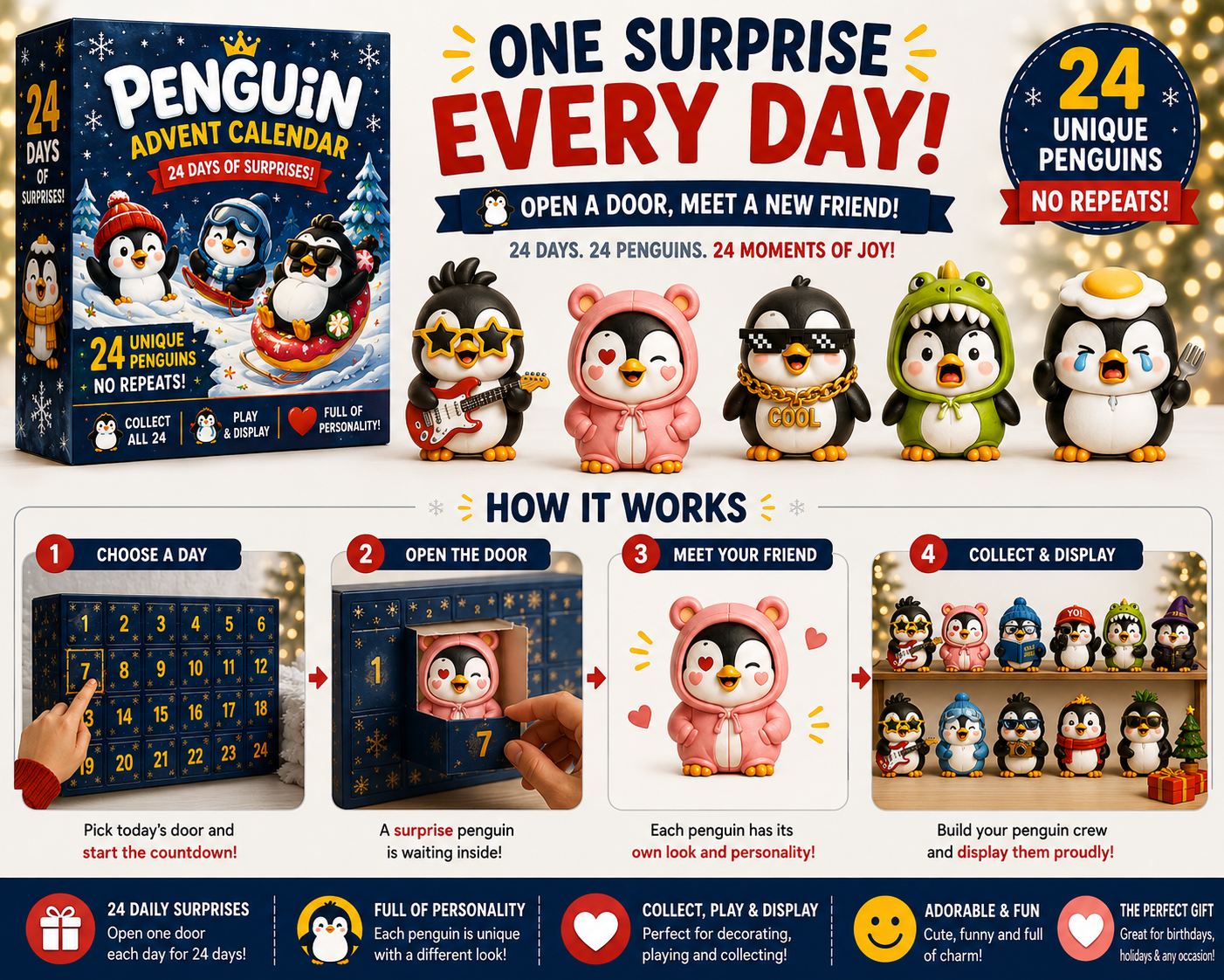 🐧 24 Days of Penguin Surprises Advent Calendar – 3 Fun Editions