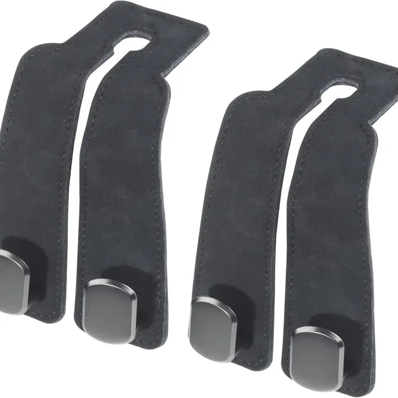 2PCS Premium Car Headrest Hooks – Leather Bag & Purse Organizer