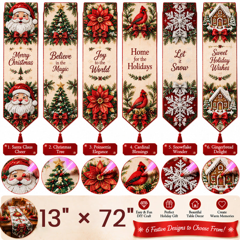 DIY Diamond Painting Christmas Table Runner Kit – 6 Designs