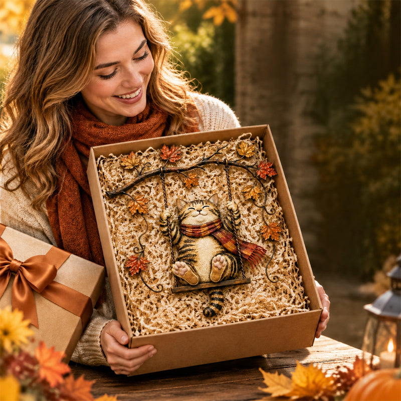 Autumn Cat Metal Wall Decor – Swinging & Standing Cat Designs
