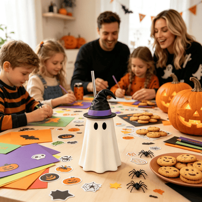 👻 Halloween Ghost Witch Hat Cup – Spooky Drink Bottle Holder with Straw 🎃