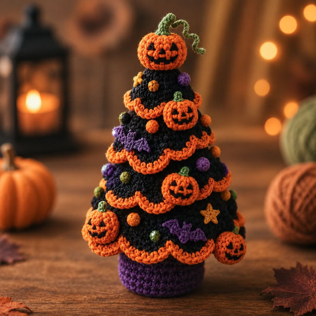 🎃 Halloween Tree DIY Crochet Kit | All-In-One Kit for a Layered 7-Inch Spooky Tabletop Decoration 🧶👻✨