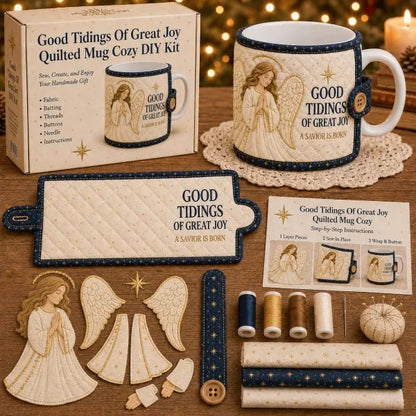 ✝️ Beginner-Friendly Christmas Faith Mug Cozy Sewing Kit | 6 Christian-Inspired Designs with Fabric Pieces, Batting, Appliqué, Thread, Buttons, Needle & Step-by-Step Guide Included 💕