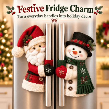 Festive Christmas Handle Covers Set, Plush Santa & Snowman Handle Huggers for Fridge Oven Kitchen Cabinets, Cozy Holiday Home Decor Gift for Friends