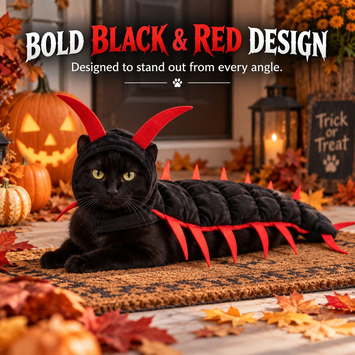 😺Halloween Cat Centipede Costume – Funny 3D Padded Creepy Crawler Outfit for Cats